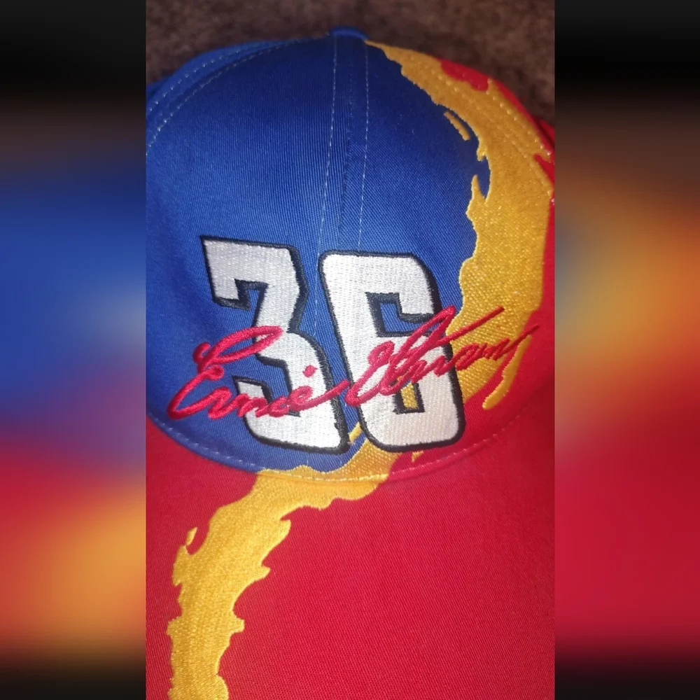 Vintage 90's NASCAR Ernie Irvan #36 Skittles Snapback Paint Brush Hat Cap - Picture 3 of 11